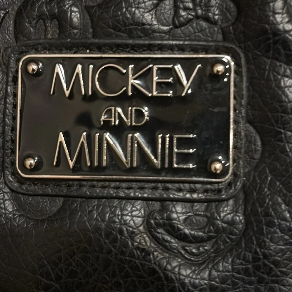 Mickey and Minnie black leather purse red inside